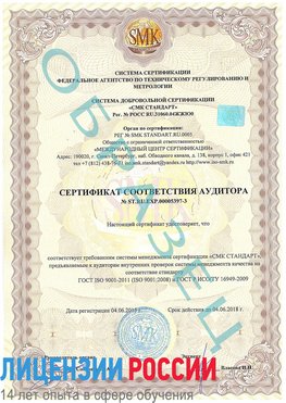 Образец сертификата соответствия аудитора №ST.RU.EXP.00005397-3 Барнаул Сертификат ISO/TS 16949